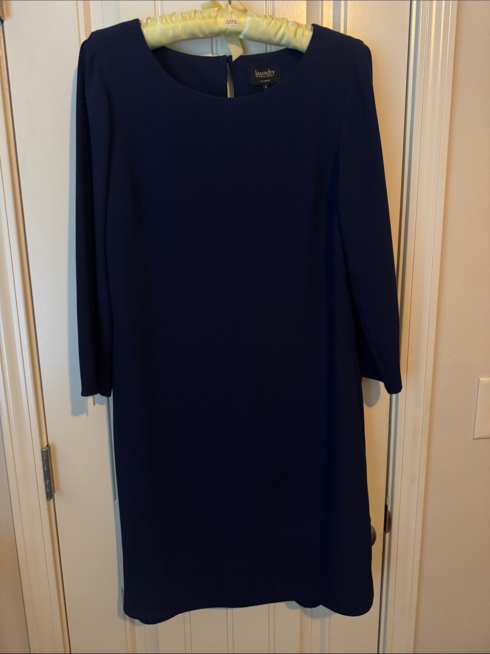 Laundry By Shelli Segal Navy Long-Sleeve Shift Dress
